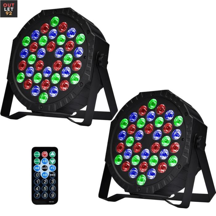 LED Par Spotlights, 36-LED RGB Diskokera Spotlight, 7 Efekti ja Kaugjuhtimisega, 2tk