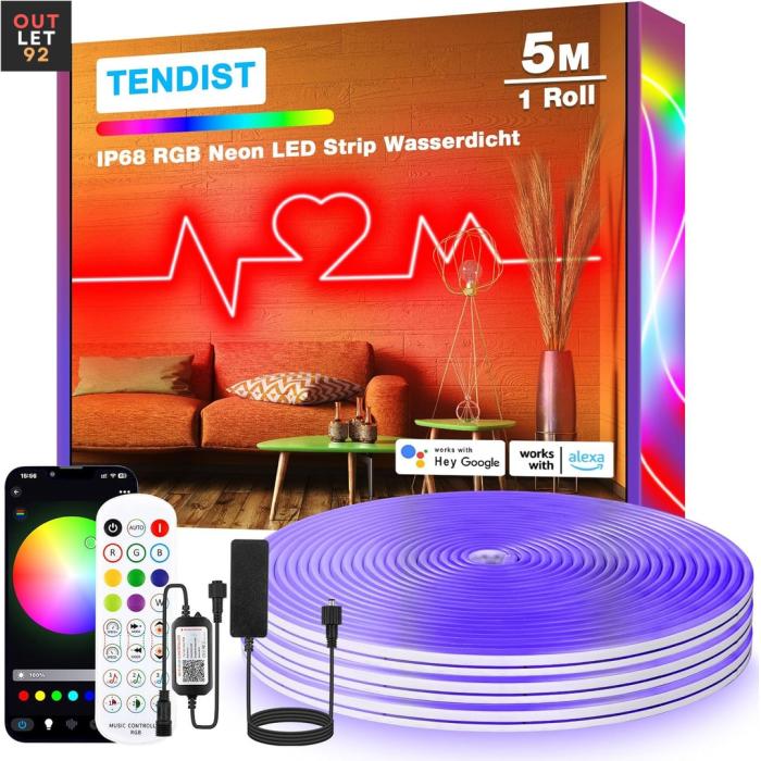 5m RGB IP68 veekindel WiFi neon LED valgusriba, muusikasünkrooniga